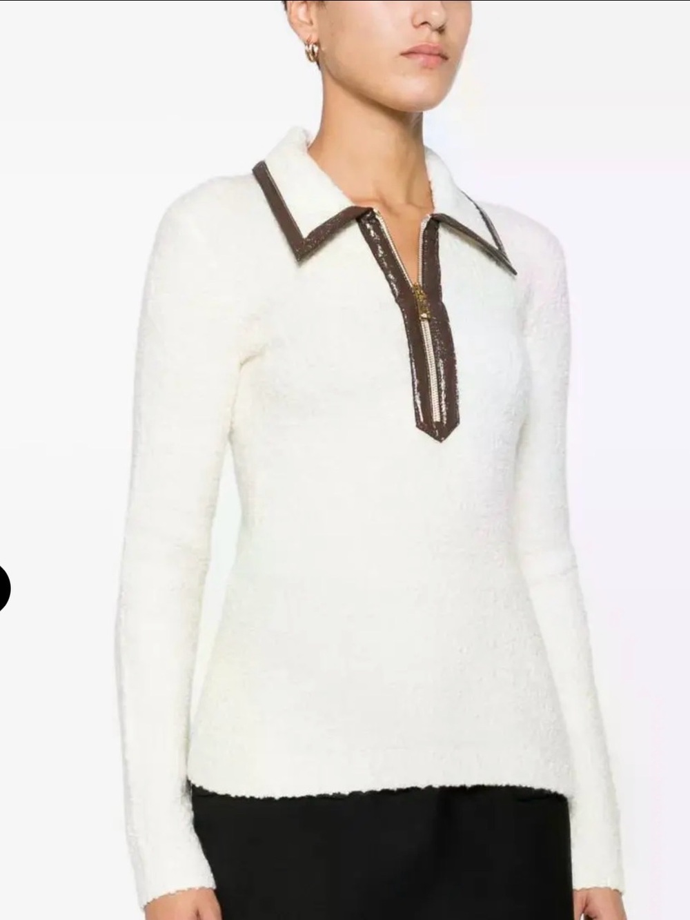 ELISABETTA FRANCHI  Zip-Front Knit Sweater